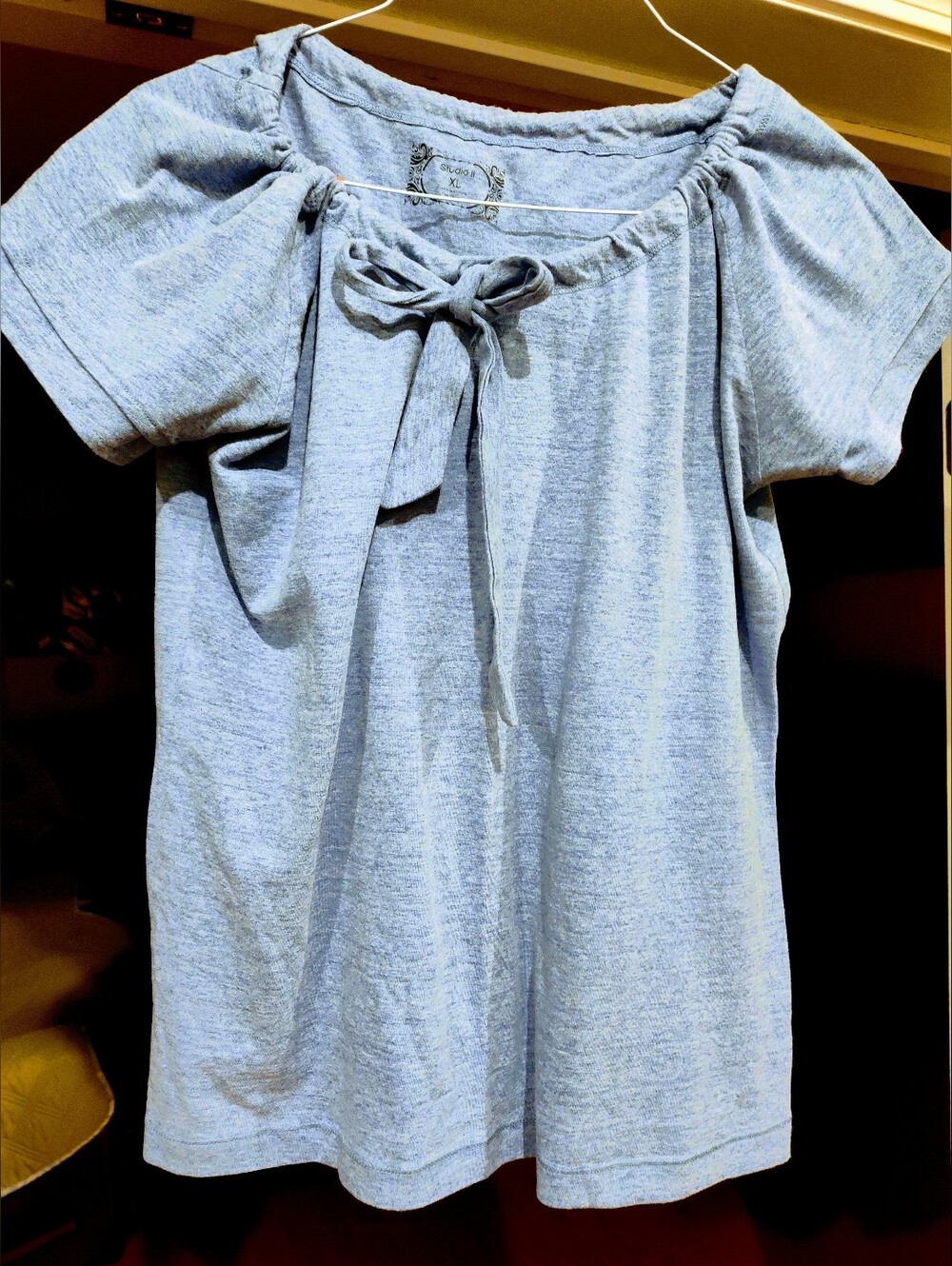 Studio I Light Blue Tie-Front Short Sleeve Tunic